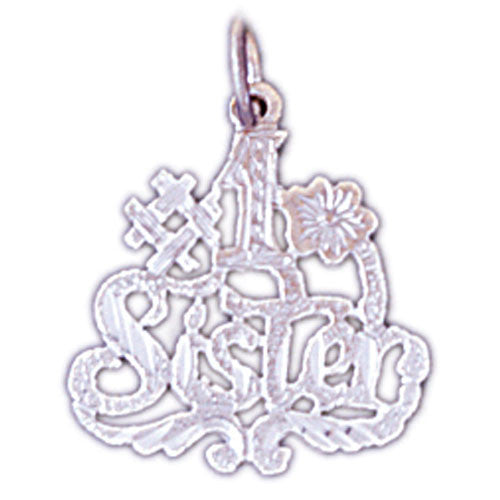 14K WHITE GOLD SAYING CHARM - #1 SISTER #11540