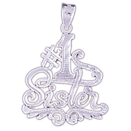 14K WHITE GOLD SAYING CHARM - #1 SISTER #11541