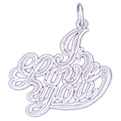 14K WHITE GOLD SAYING CHARM - I LOVE YOU #11555