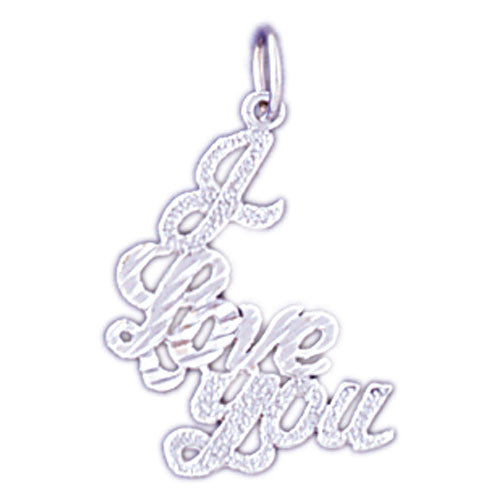 14K WHITE GOLD SAYING CHARM - I LOVE YOU #11556