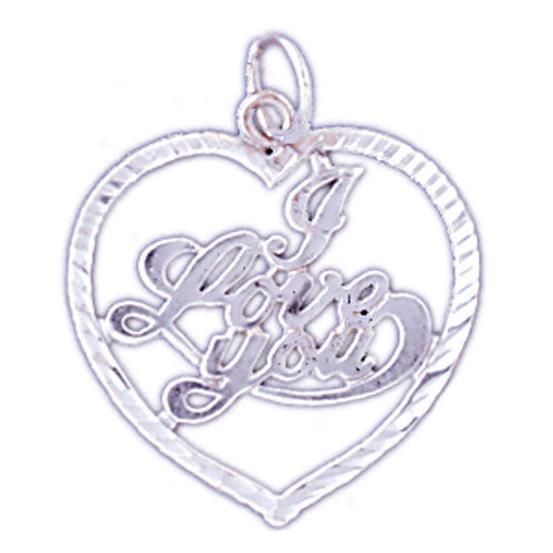 14K WHITE GOLD SAYING CHARM - I LOVE YOU #11557