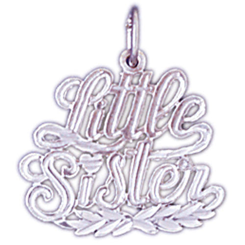 14K WHITE GOLD SAYING CHARM - LITTLE SISTER #11539