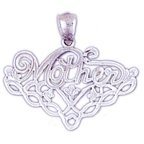 14K WHITE GOLD SAYING CHARM - MOTHER #11532