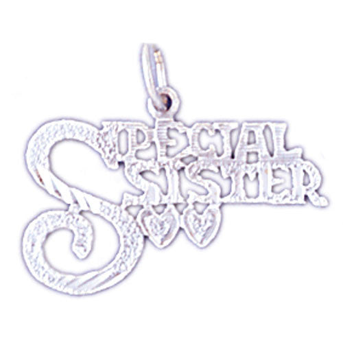 14K WHITE GOLD SAYING CHARM - SPECIAL SISTER #11537
