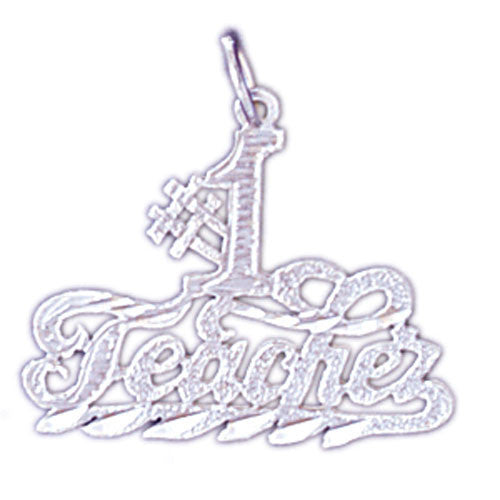14K WHITE GOLD SAYING CHARM - TEACHER #11562