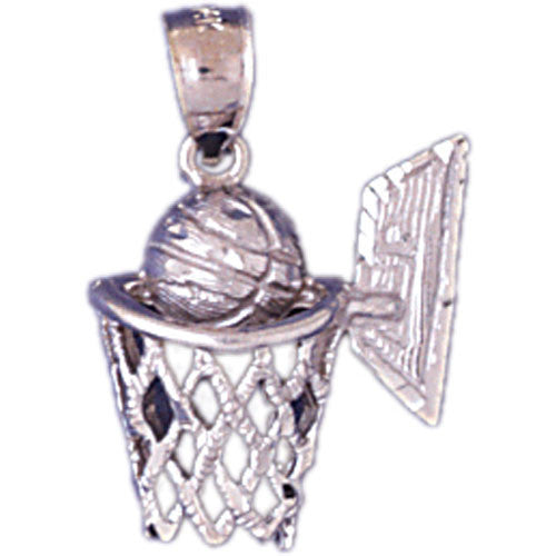 14K WHITE GOLD SPORT CHARM - BASCKETBALL #11258