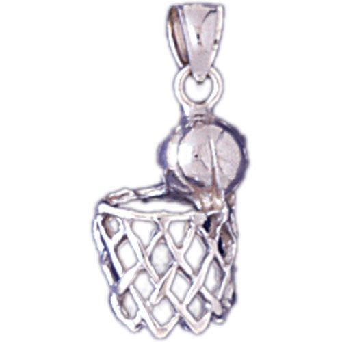 14K WHITE GOLD SPORT CHARM - BASCKETBALL #11259