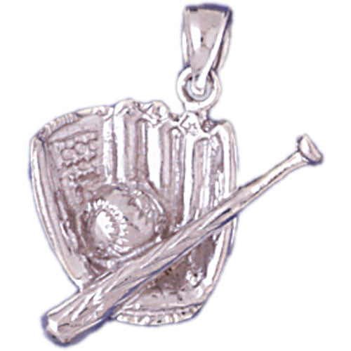 14K WHITE GOLD SPORT CHARM - BASEBALL #11252