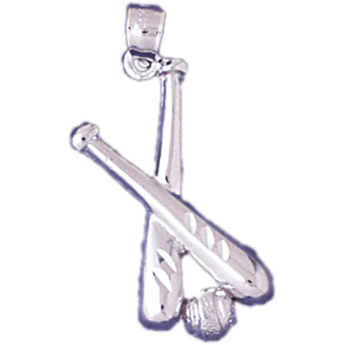 14K WHITE GOLD SPORT CHARM - BASEBALL #11254