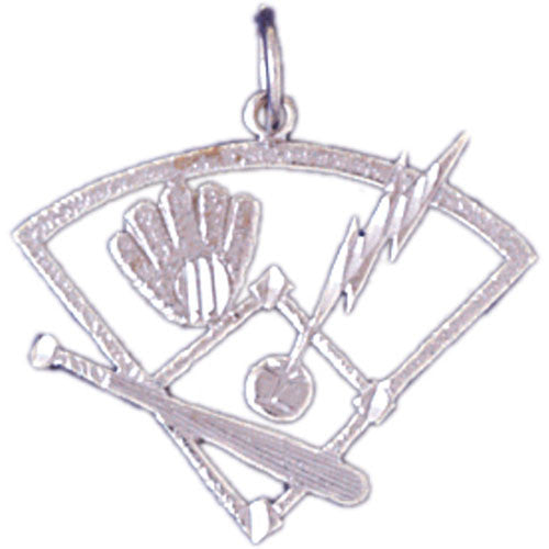 14K WHITE GOLD SPORT CHARM - BASEBALL #11255
