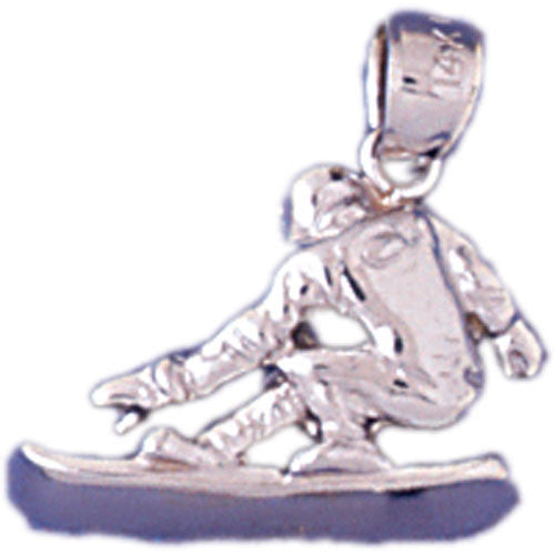 14K WHITE GOLD SPORT CHARM - SNOWBOARDING #11270