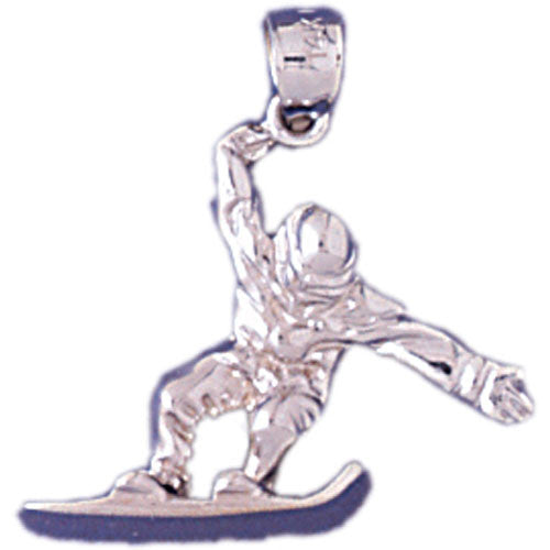 14K WHITE GOLD SPORT CHARM - SNOWBOARDING #11271
