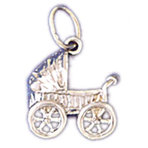 14K WHITE GOLD STROLLER CHARM #11184