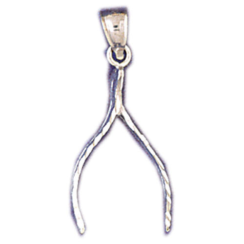 14K WHITE GOLD WISHBONE CHARM #11206