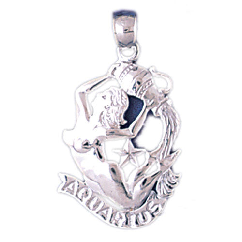 14K WHITE GOLD ZODIAC CHARM - AQUARIUS #11572