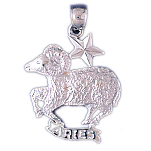 14K WHITE GOLD ZODIAC CHARM - ARIES #11574