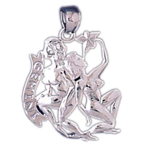 14K WHITE GOLD ZODIAC CHARM - GEMINI #11582