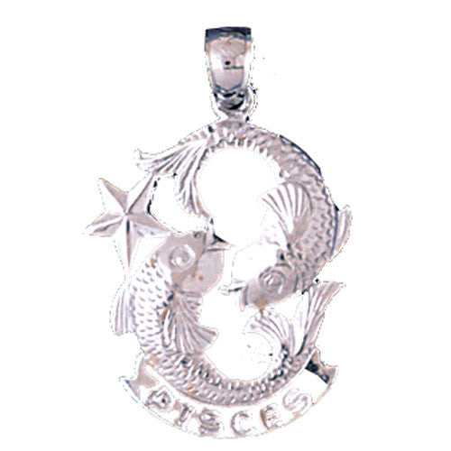 14K WHITE GOLD ZODIAC CHARM - PISCES #11573