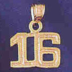 14K GOLD NUMERAL CHARM - 16 #9511
