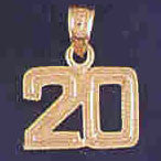 14K GOLD NUMERAL CHARM - 20 #9511