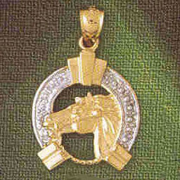 14K TWO TONE GOLD CHARM - HORSESHOE #2287