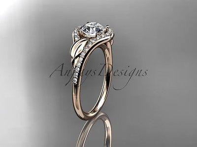 14kt rose gold diamond leaf, vine wedding, engagement ring ADLR334