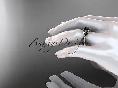 14k rose gold celtic trinity knot engagement ring, wedding  Black Diamond CT790