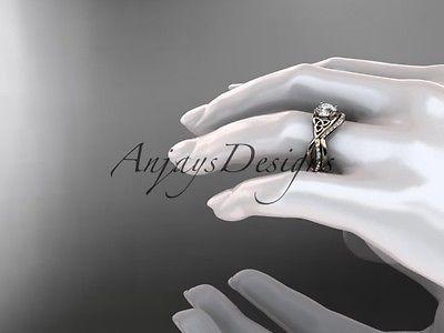 14k rose gold celtic trinity knot engagement set, wedding ring CT790S