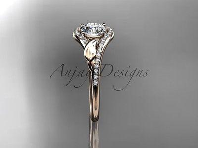 14kt rose gold diamond leaf, vine wedding, engagement ring ADLR334