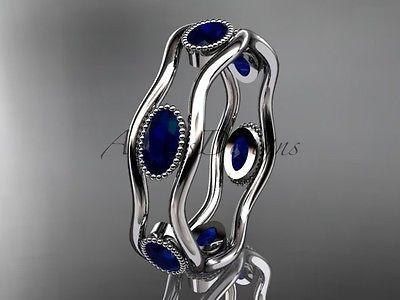Platinum beautiful wedding ring,engagement ring with Blue Sapphires ADLR22