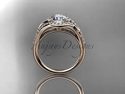 14kt rose gold diamond leaf, vine wedding, engagement ring ADLR334