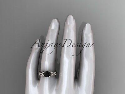 14k rose gold diamond engagement ring set, Enhanced Black Diamond ADLR387S