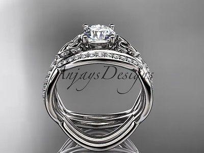 Platinum celtic trinity knot wedding set,double band One Moissanite CT790S