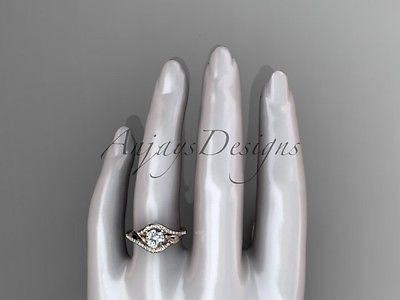 14kt rose gold diamond leaf, vine wedding, engagement ring ADLR334