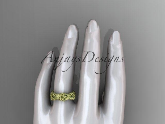 14kt yellow gold leaf and vine, floral wedding ring, wedding band ADLR105