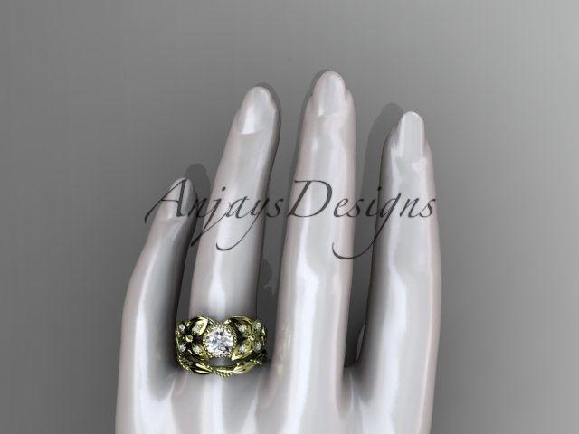 14kt yellow gold diamond celtic,butterfly, Moissanite engagement set CT7136S