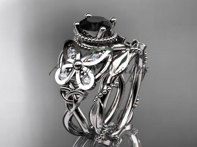 Platinum diamond celtic, Enhanced Black Diamond engagement set CT7136S