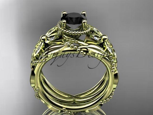 14kt yellow gold diamond celtic, Enhanced Black Diamond engagement set CT7136S