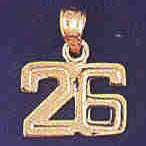 14K GOLD NUMERAL CHARM - 26 #9511