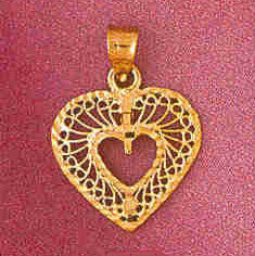 14K GOLD FILIGREE HEART CHARM #3757