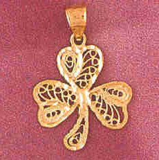 14K GOLD FILIGREE CHARM - IRISH SHAMROCK #3772