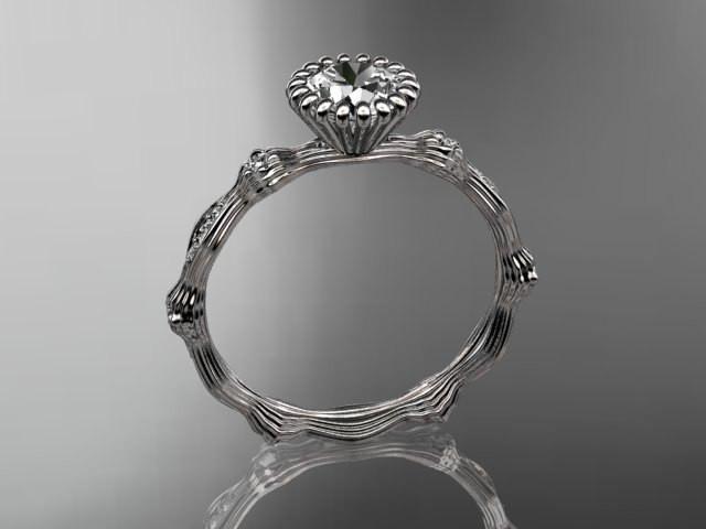 platinum diamond leaf wedding ring, engagement ring ADLR21 - AnjaysDesigns