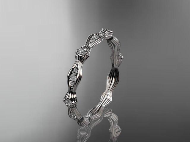 platinum diamond leaf and vine wedding ring, engagement ring ADLR21B - AnjaysDesigns