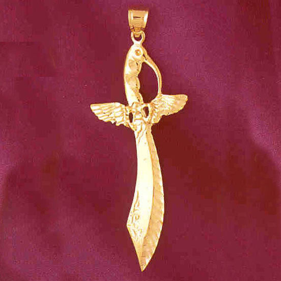 Captain's Sword Charm, 14k Yellow Gold Cutlass #4836