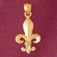 French Lily 14K Gold  Charm - Crown Ornament #4843