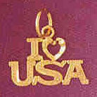 14K GOLD TRAVEL CHARM - I LOVE USA #4870