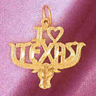 14K GOLD TRAVEL CHARM - I LOVE TEXAS #4879
