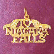14K GOLD TRAVEL CHARM - I LOVE NIAGARA FALLS #4893