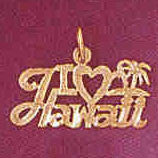 14K GOLD TRAVEL CHARM  - I LOVE HAWAII #4980
