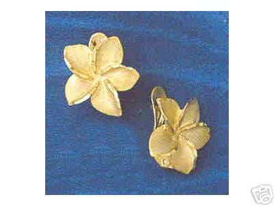 14K GOLD HAWAIIAN PLUMERIA EARRING #12932